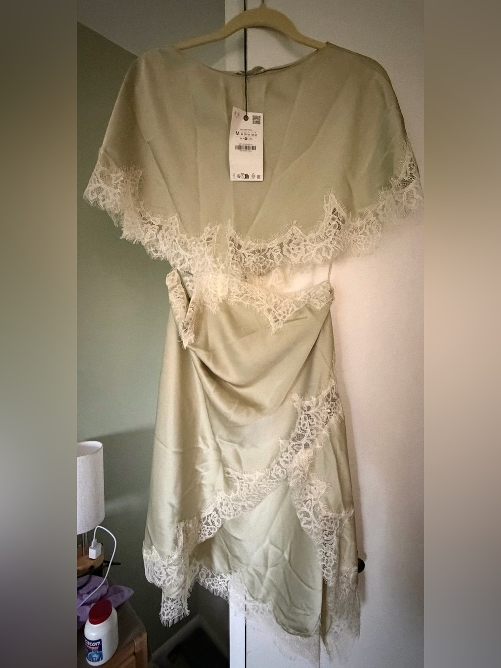 Zara Pale Mint High-Low Lace Trim Dress - Picture 10 of 10
